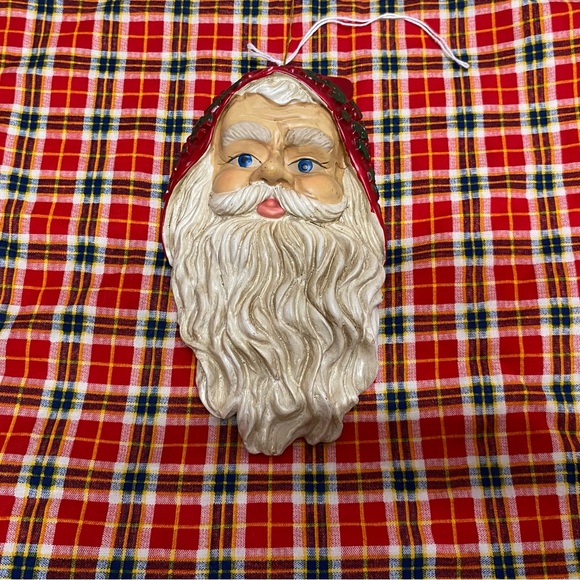 Santa blow mold vintage 7" Christmas Holiday Decor hanging - Picture 1 of 7
